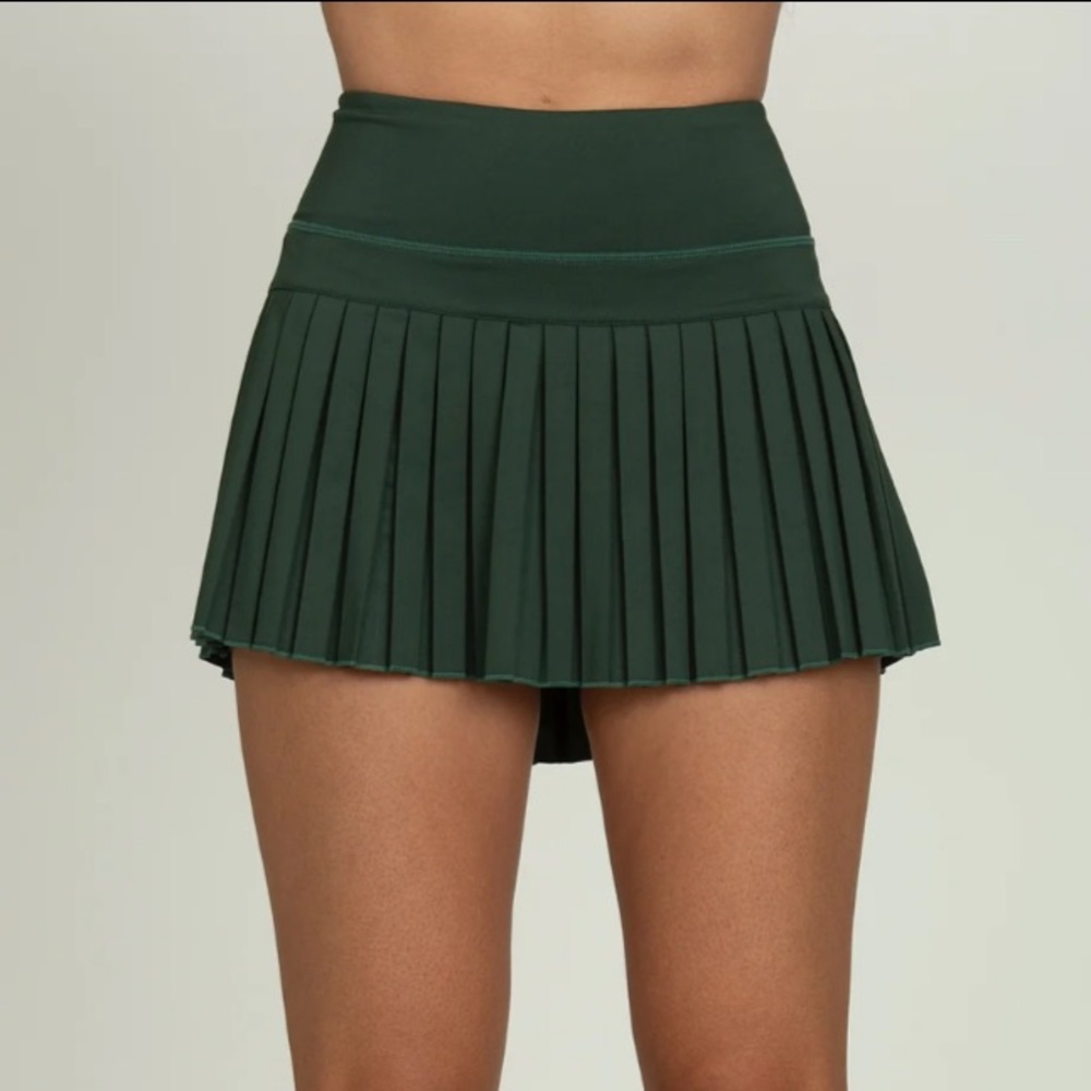Forest Green Gold Hinge Pleated Skort